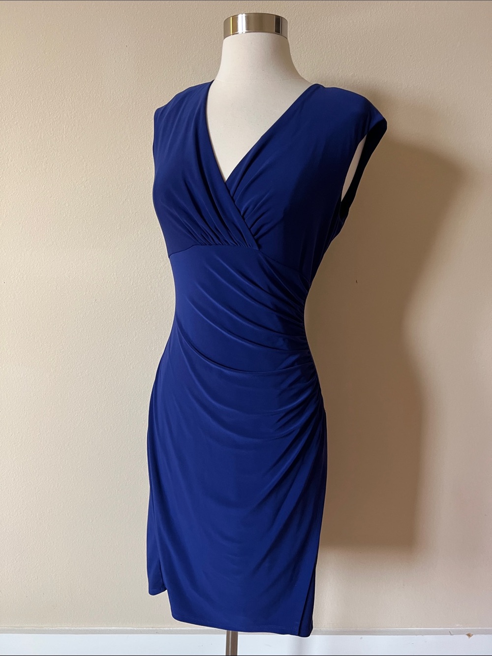 Lauren Ralph Lauren Cobalt Blue Surplice Sheath Dress